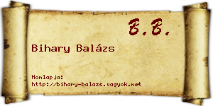 Bihary Balázs névjegykártya